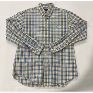 Ralph Lauren Men’s Long Sleeve Button Up Shirt Size M Plaid Blue Yellow Violet
